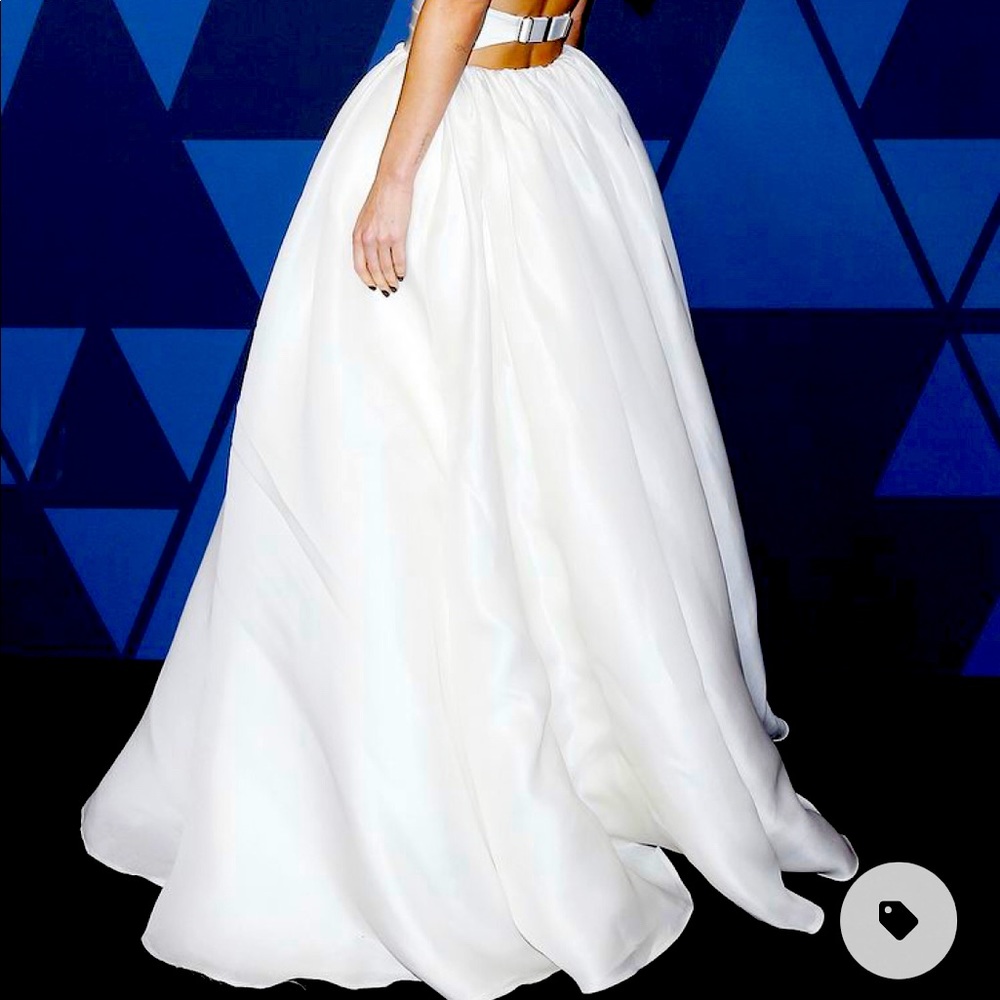 Brandon Maxwell Silk Gazaar Skirt Satin Cummerbund